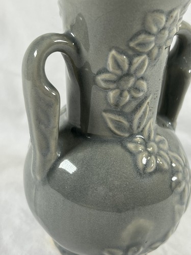 Vintage Shawnee Blue Gray Floral Vase 875 Daisy Chain Two Handles USA 5 Inches - Picture 12 of 18