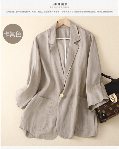 Women's Linen Thin Suits Jacket Business Casual Loose Coat Blazer Tops Outerwear - Picture 2 of 34