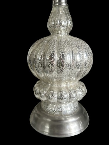Silver Mercury Glass Stacked Table Lamps Set Of 2 Chrome Base 14”Pottery Barn ? - Picture 3 of 8