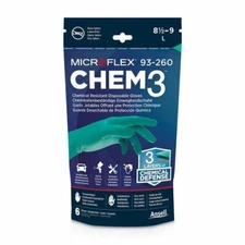 Ansell Microflex Chem3 Chemical Resistant Large Disposable Gloves - 3 Pairs