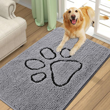 Dog Door Mat for Muddy Paws, Absorbent Dirt Trapper Non-Slip Washable Mat, Quick