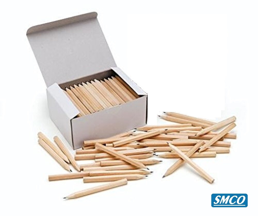 144 MINI PENCILS Half Size SHORT Games School Kids TRADITIONAL WOODCASE