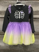 Joyful Moments Halloween Skeleton TuTu Dress 18M Black Purple Yellow Headband