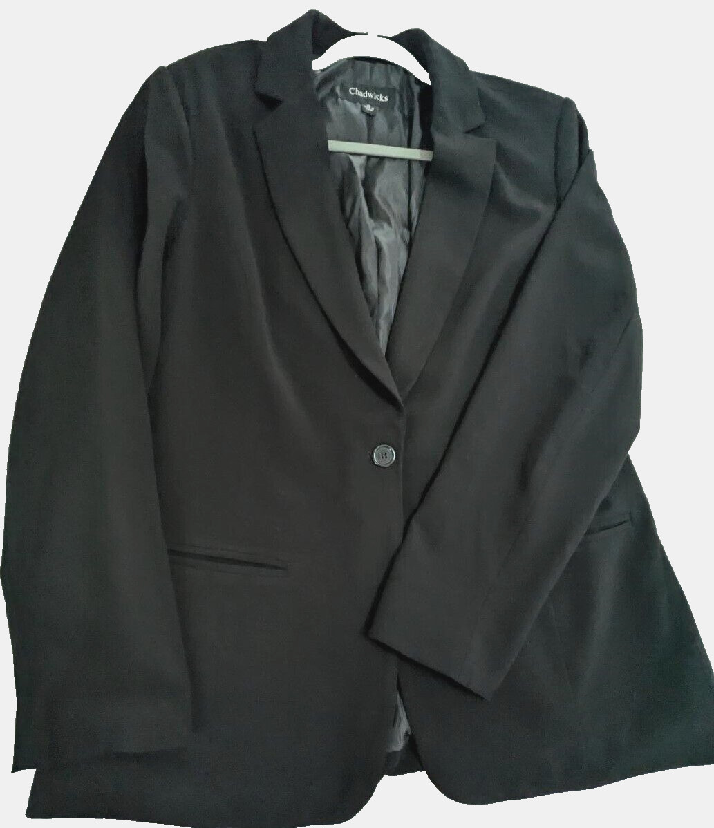 Chadwicks Basic Black Blazer Lined Single Button … - image 1