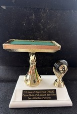 4 1/2  tall Pool Billiards Table  8 Ball Trim Trophy See Photos 