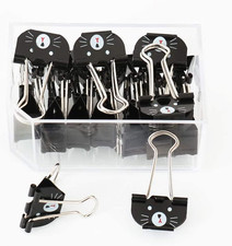 Cute Cat Metal Binder Clips 20Pcs Black Medium Paper Clamps for School Home Desk