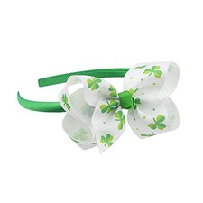 St Patrick's Day Headband for Women and Girls Green Clover Headband Bow