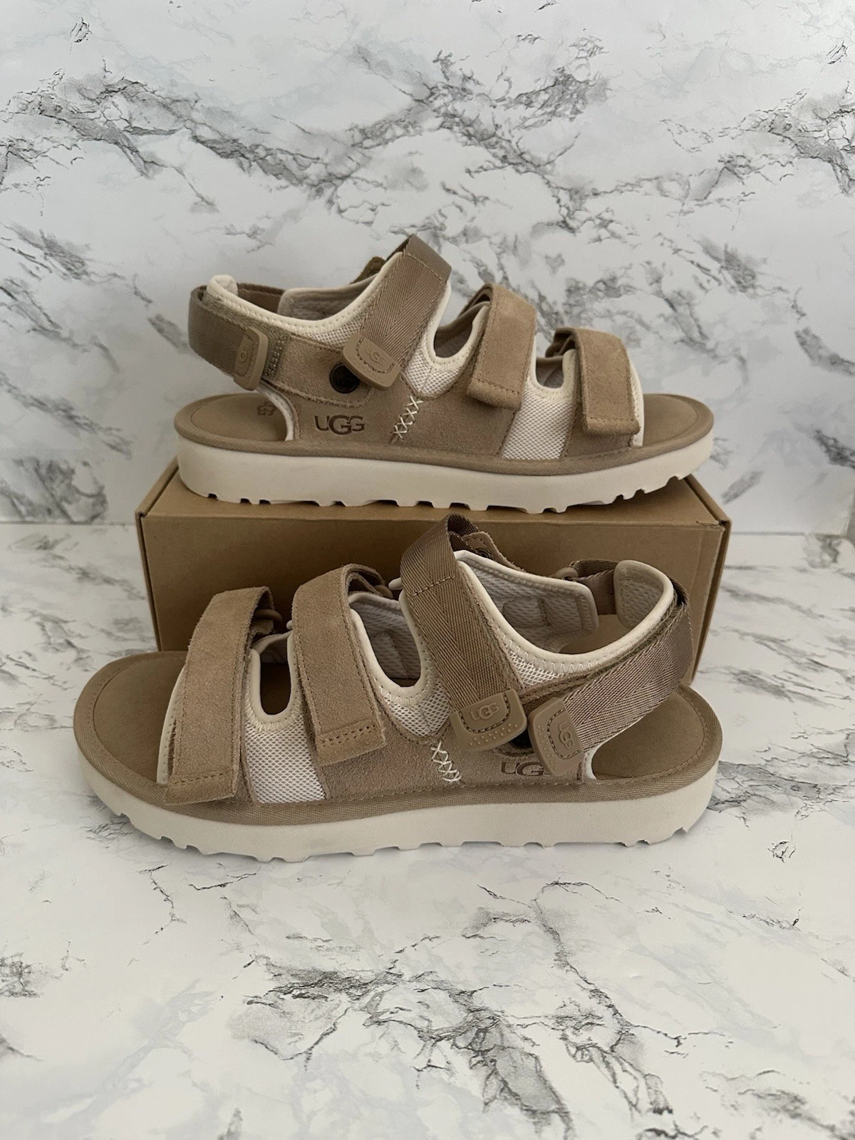 Sandali sportivi UGG Goldenco multi cinturino regolabili in pelle slide uomo taglia 10