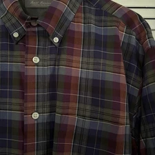 Daniel Cremieux Signature Collection Mens Large Cotton Shirt Classic Plaid LS