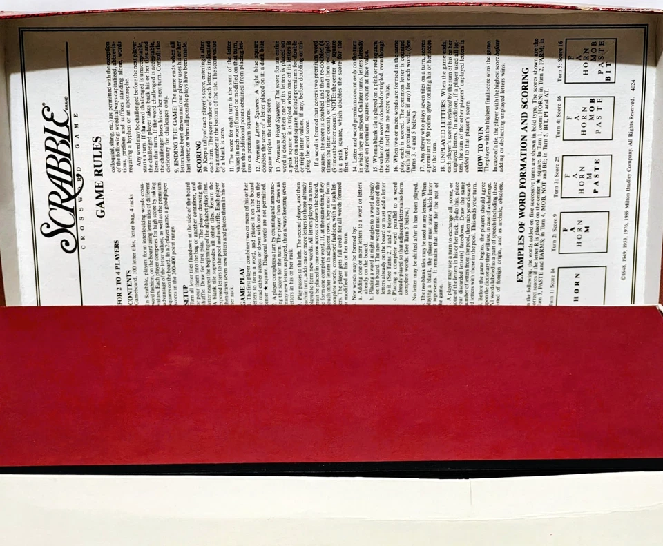 Scrabble - Crossword Board Game - Milton Bradley #4024 - Complete - Vintage 1989 - Image 3 of 4