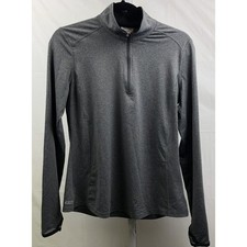 Danskin Now Jacket Women S Gray 1/4 Zip Top Thumb Holes Stretch Activewear Mock