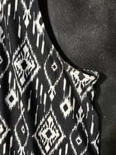 Catherines Black White Ikat Maxi Dress Faux Turquoise Gemstone Neck Plus Size 4X
