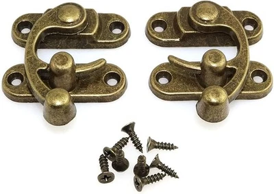 1Pair Vintage Mini Swing Arm Clasp Latch Left Right Toggle Hasp Hook Metal Catch - Image 1 of 2