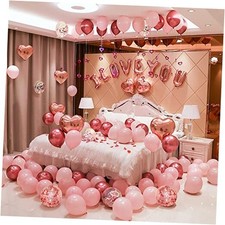 Valentines Day Balloons Kit, 101Pack Rose Gold Red Balloons with 200 Rose Pink