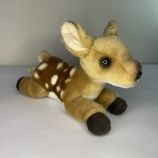 Aurora Miyoni Fawn Plush Deer Stuffed Animal 9  Realistic Laying Brown White