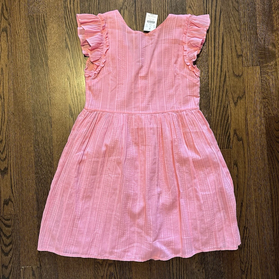 NUEVO CON ETIQUETAS J. Vestido Crewcuts Niñas Manga Volantes Lazo Espalda Rosa 12 Foto 3 de 4