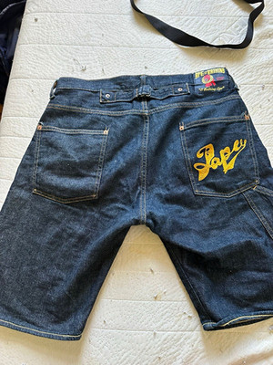 A Bathing Ape BAPE Herren Denim Bermuda-Shorts Blau Gr. S Logo-Stickerei