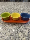 FIESTA 4pc ENTERTAINING Set Fiestaware BRIGHT COLORS 3 BOWLS & 1 BREAD TRAY