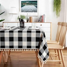 Buffalo Checked Tassel Tablecloth Rectangle Plaid Polyester Table Covers Holiday