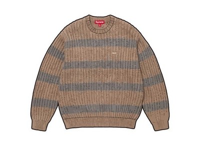 Supreme Loose Gauge Stripe Small Box Sweater Khaki