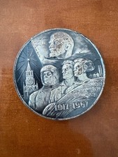 Russian USSR Silver Table Medal In Memory 50 years of Soviet Union 1917-1967