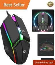 RGB Wired Gaming Mouse for PC - 4 Programmable Buttons Adjustable Sensitivity