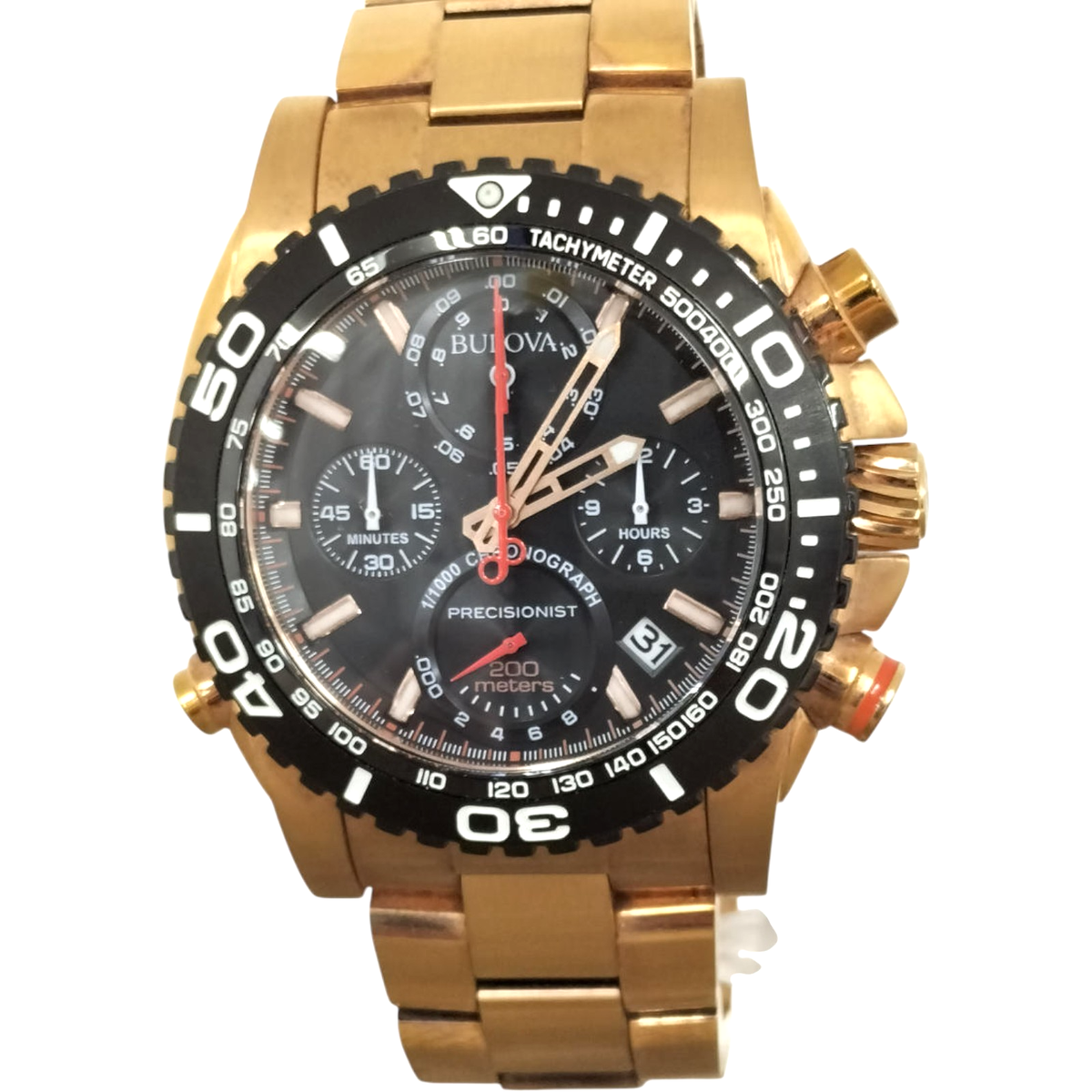 Bulova Precisionist Chronograph Quartz Watch Rose Gold Tone Men's