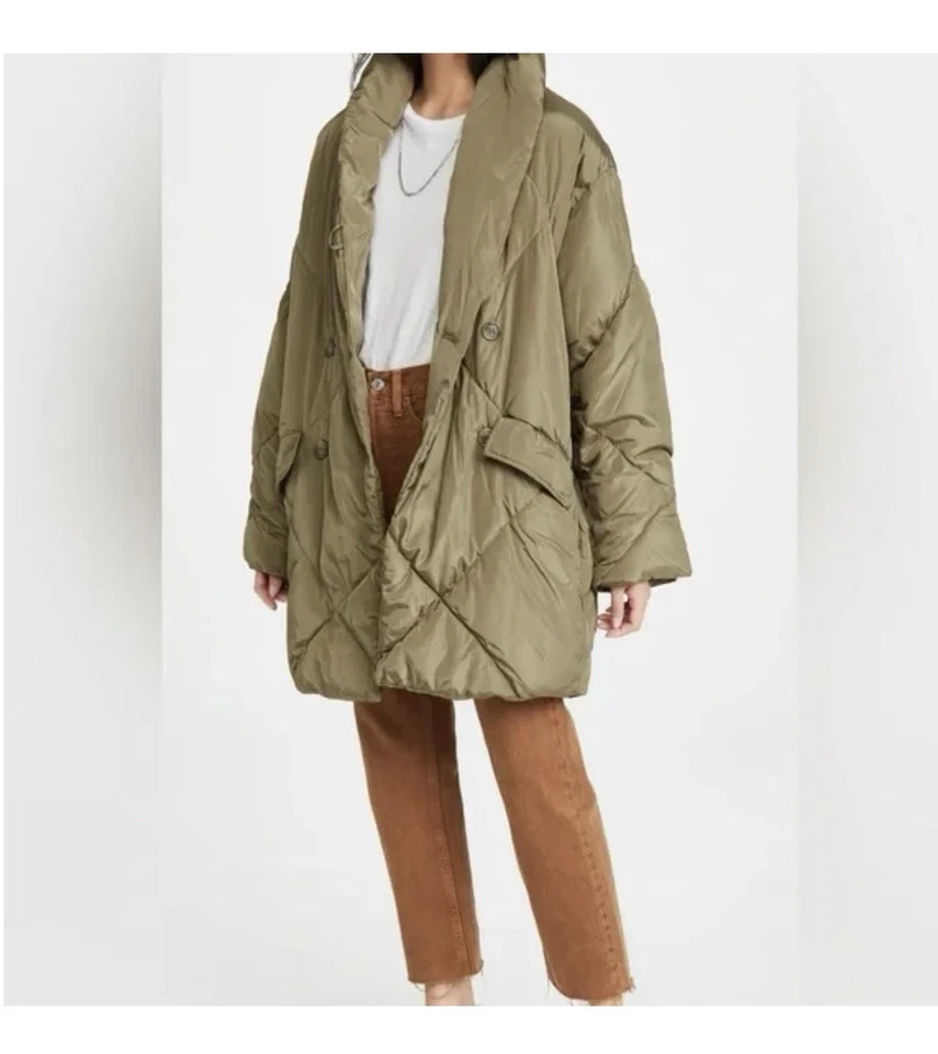 Nueva Chaqueta acolchada Free People Ella verde oliva talla M Foto 4 de 4