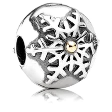 Authentic Pandora Sterling Silver 14k WINTER WONDERLAND Charm Clip #791232 