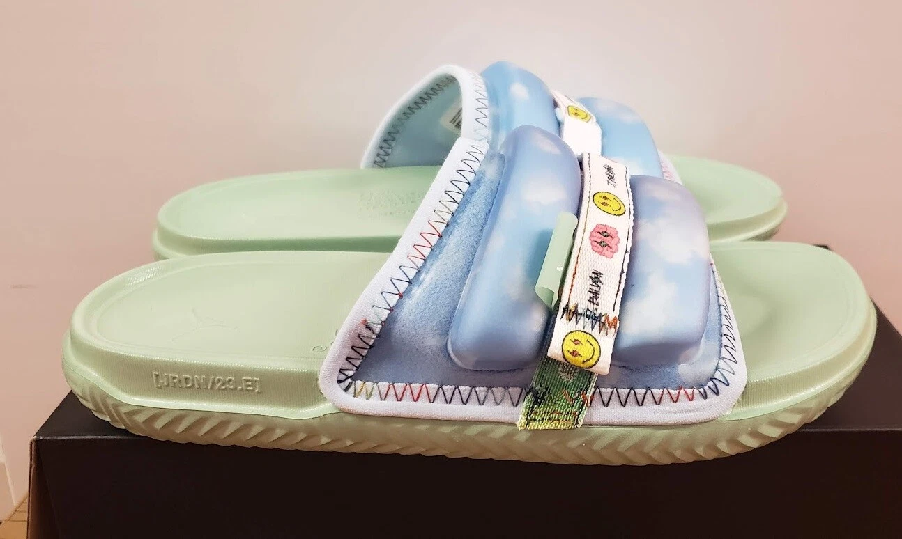 NIKE AIR JORDAN J BALVIN SUPER PLAY SLIDE SP VERDE BLU CELESTINO