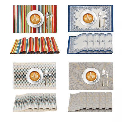100% Cotton Dining Table Placemats Set of 6 Table mats 13''x19'' Heat Resistant
