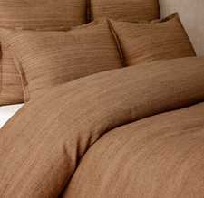 595 Restoration Hardware STRIATED COTTON-LINEN DUVET COVER Full Queen Bronze