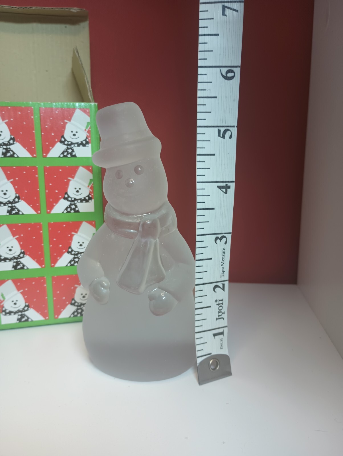 Vintage Toscany Collection Snowman Frosted Glass Votive Candle Holder in Box