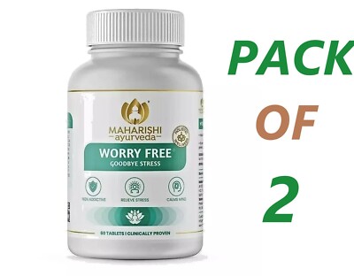 2 X Maharishi Worry Free 60 Tabs For STRESS Keeps Mind & Body Calm