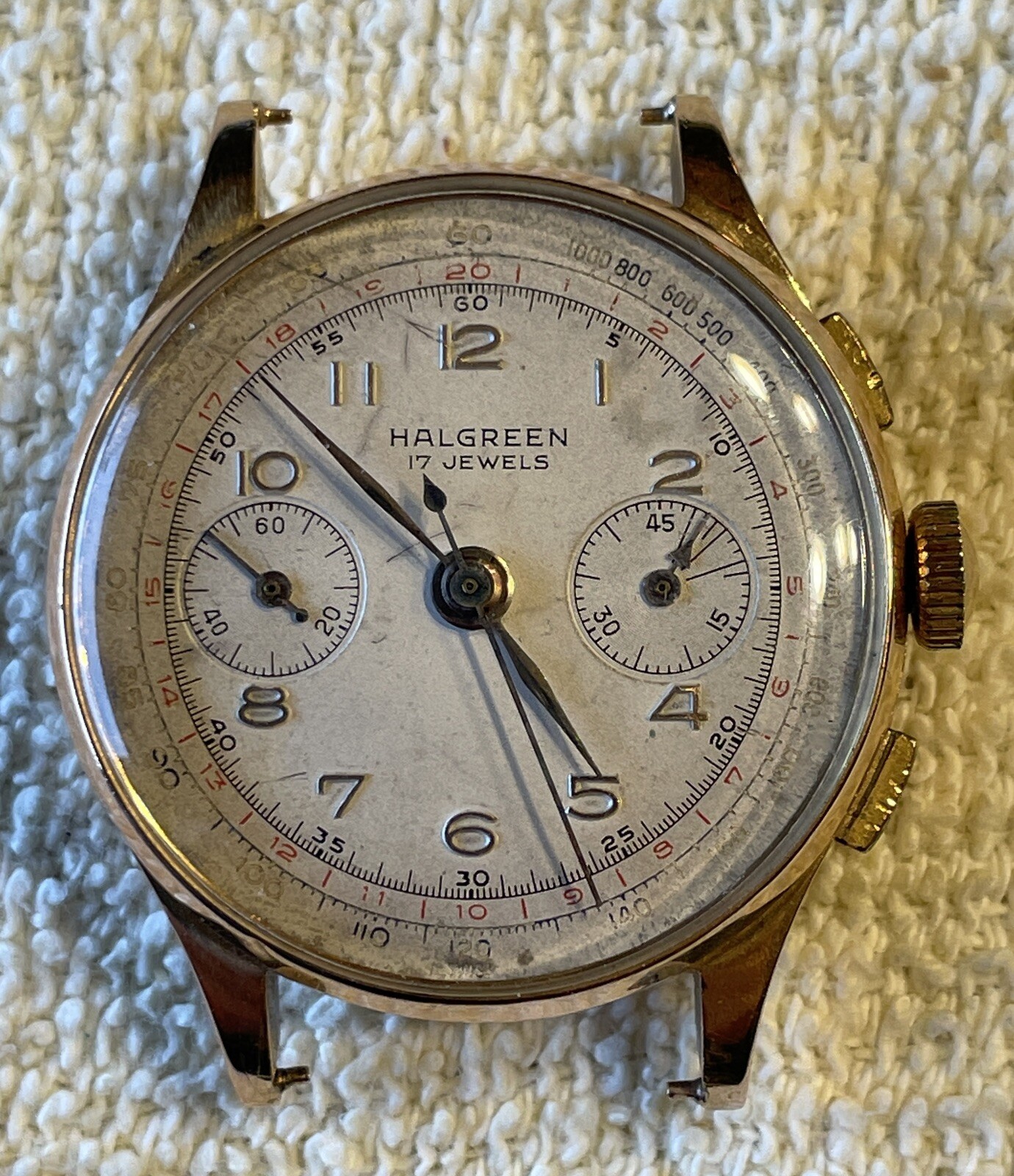 Halgreen 18k chronograph, stem wind wristwatch, e… - image 3