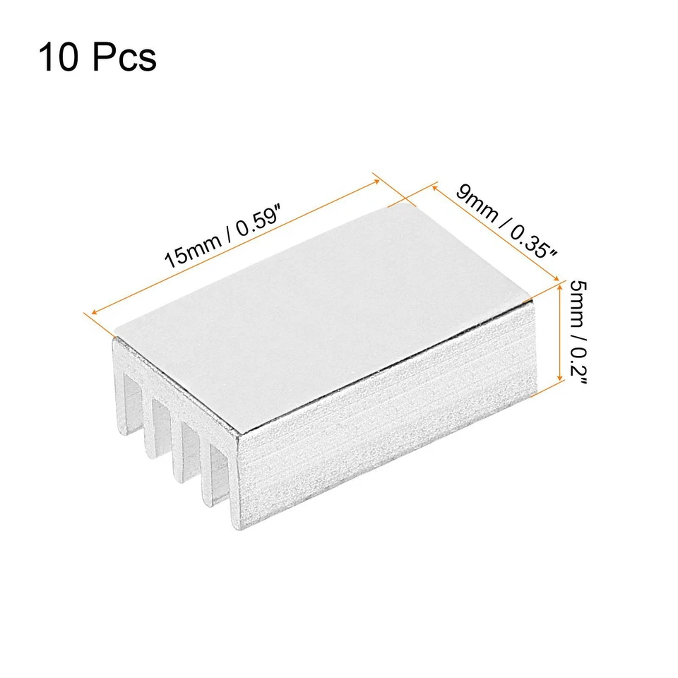 10Stück Elektronische Kühlermodulkühler Aluminium Kühlkörper 15x9x5mm Silber Ton - Bild 2 von 4