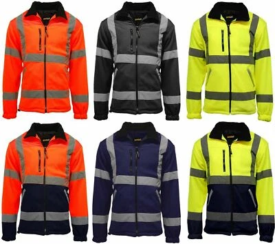 STANDSAFE Mens Hi Vis High Visibility Premium Safety Lined Work Fleece Jacket