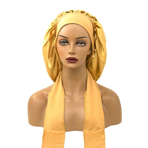 Women Long Hair Care Satin Bonnet Night Sleep Hat Cap Silk feel with 2 strips - Picture 21 of 22