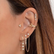 5Pcs/set Stacking Earrings Women Girls Gold Ear Cuff Huggie  Stud Earrings Set