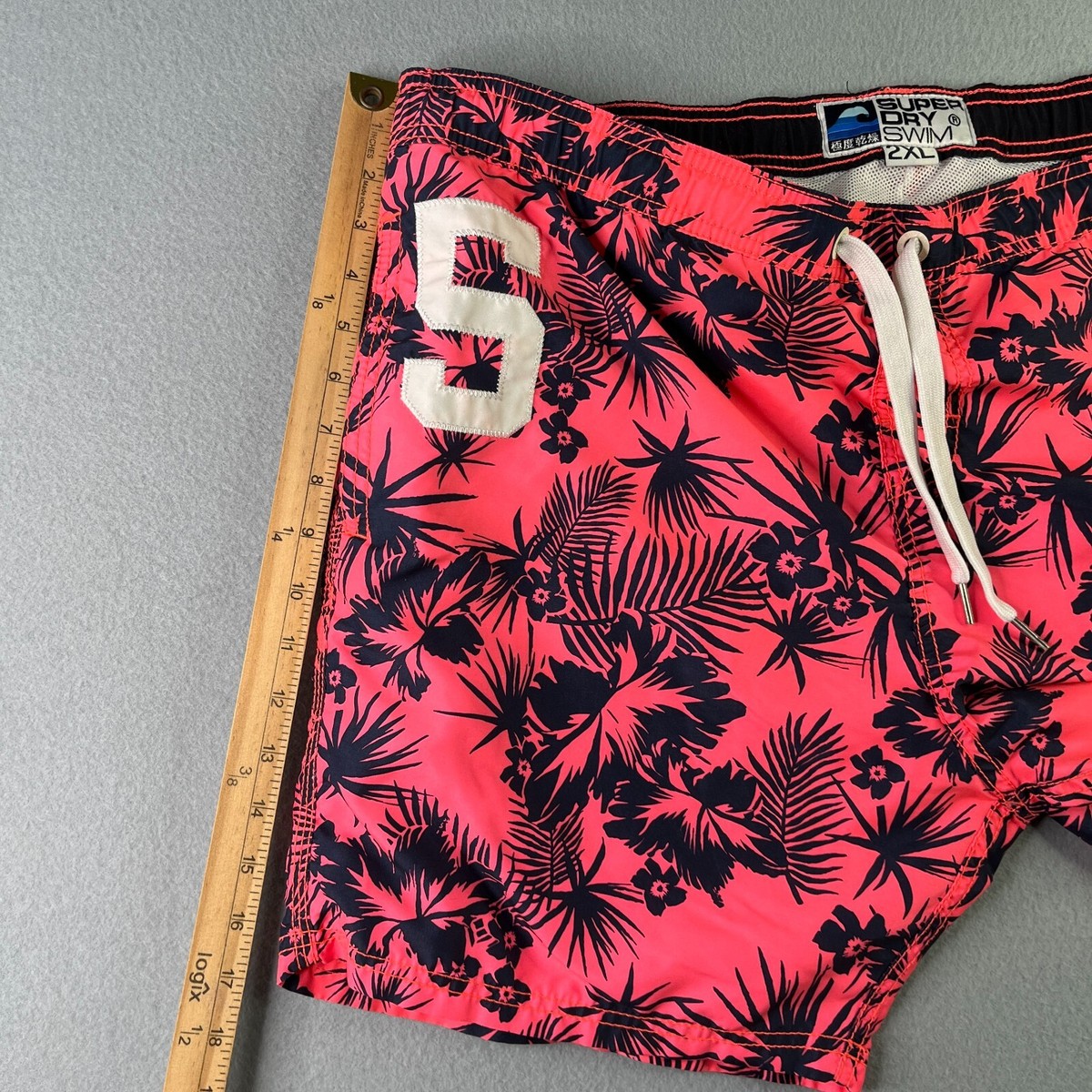 Super Dry Swim Trunks Mens 2XL Pink Hawaiian Lined Bathing