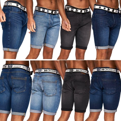 Crosshatch Mens Denim Shorts Stretch 
