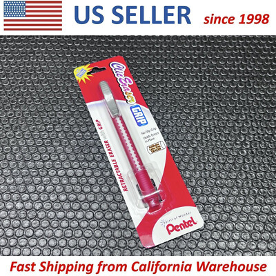 PENTEL 1x Clic Eraser GRIP ZE22 Lead Pencil Retractable Refill Latex Free RED
