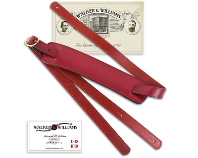 Walker & Williams C-18-BRD Bourbon Red Premium Strap w/Deluxe Suede Padded Back
