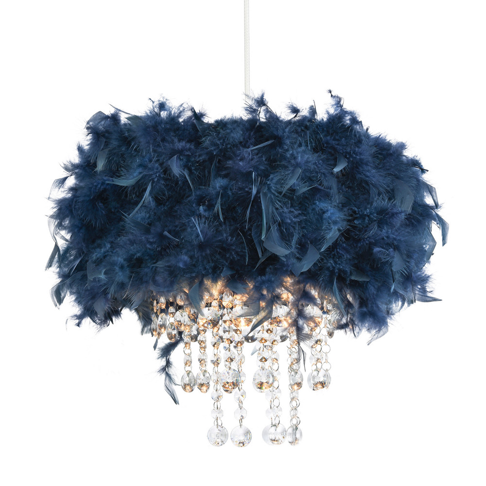Contemporary Green Navy Pendant Light Shade with Transparent Acrylic Droplets...