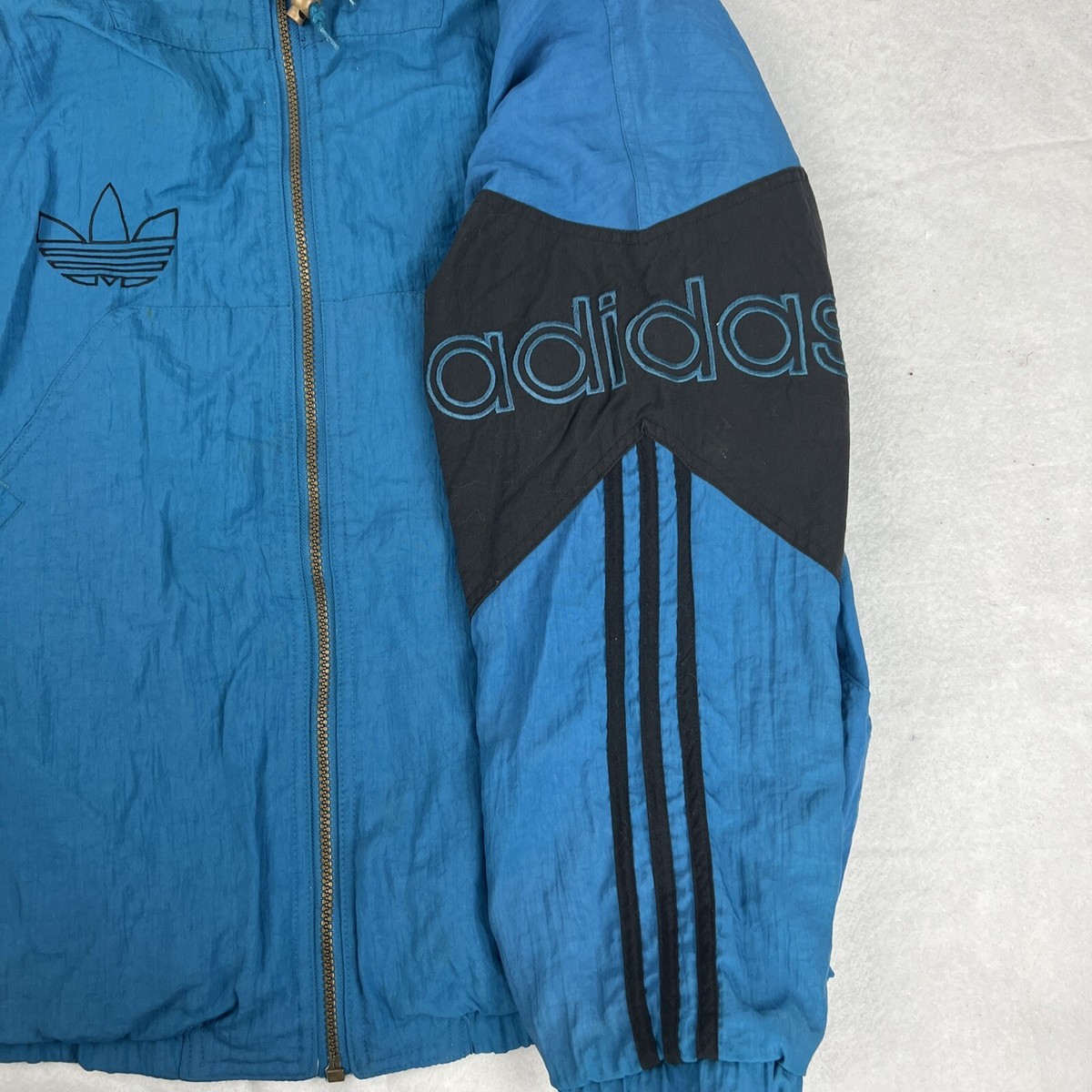 VINTAGE 90s Adidas Trefoil Puffer Coat Winter Jacket Men's