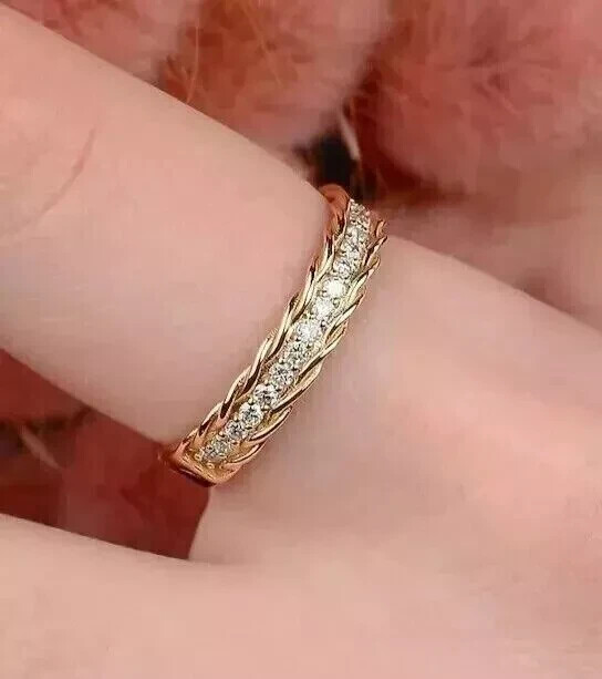 1Ct Round Moissanite Wedding Band for Women in 14k Yellow Gold-image