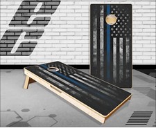 Police Thin Blue Line Flag Cornhole Boards Bean Bag Toss Game