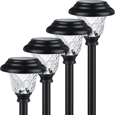 Glass Solar Lights Outdoor, 4 Pack Super Bright Solar Pathway Lights, up to 12 H