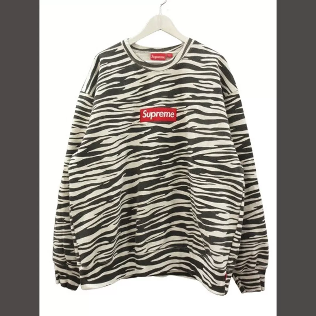 Supreme 22AW Box Logo Col Rond Zèbre XXL Noir Sweat Dresseur Long Occasion 0728
