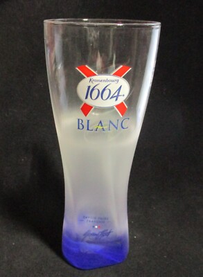 KRONENBOURG 1664 BEER Clear BLANC Limited Edition GLASS 7'' Tall 0.25L FRANCE